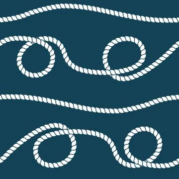 Seamless pattern navy drapes. White and blue with marine knots. Sea style Illustrazione stock