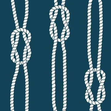 Seamless pattern navy sea. White and blue with marine knots. Sea style Stock Illustration