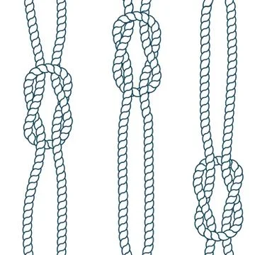 Seamless pattern navy sea. White and blue with marine knots. Sea style Stock Illustration