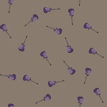 Seamless pattern neck guitar music cartoon vector Stock Illustration