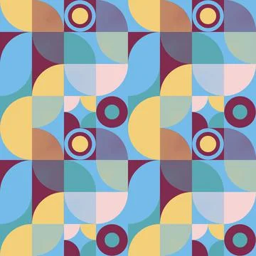 Seamless pattern in neogeo style. Simple geometric shapes. Illustrazione stock