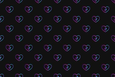 Seamless pattern with neon heart with man symbol on black background Stock Illustration