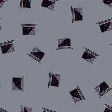 Seamless pattern neon laptop gaming cartoon vector Stock Illustration