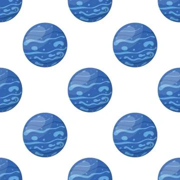 Seamless pattern with Neptune planet isolated on white background. Planet of  Stock Illustration