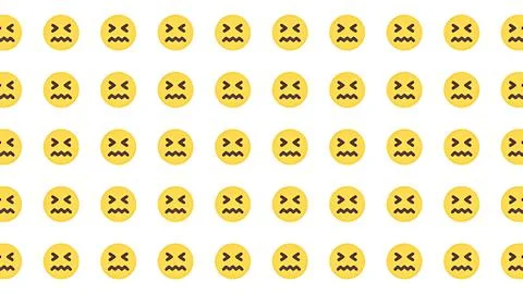 Seamless pattern of nervous emoji faces with squiggly mouths and closed eye.. Stock Illustration