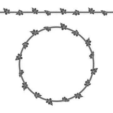 Seamless pattern with net of the cord and spring flowers. Stock Illustration