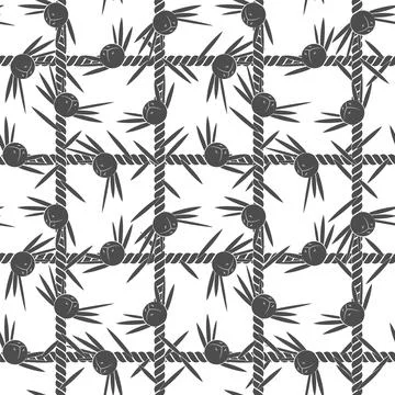Seamless pattern, net of the cord with juniper. Stock Illustration