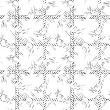 Seamless pattern, net of the cord with juniper Stock Illustration