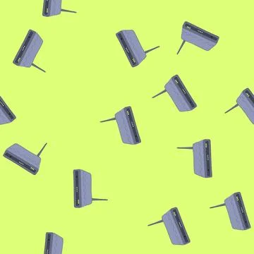 Seamless pattern network dsl modem cartoon vector Stockillustratie