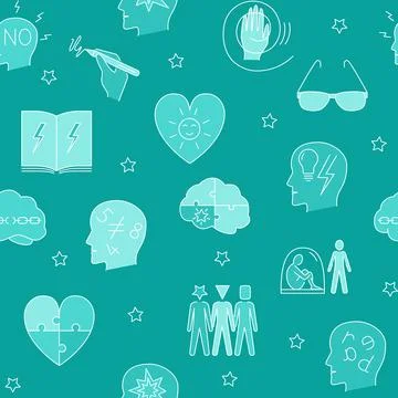 Seamless pattern with neuro difference symbols Illustrazione stock