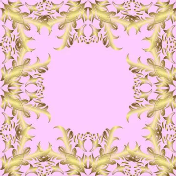 Seamless pattern on neutral, brown and yellow colors with golden elements. Tradi Stock Illustration