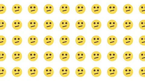 Seamless pattern of neutral face emoji icons with flat yellow circles on wh.. イラスト素材