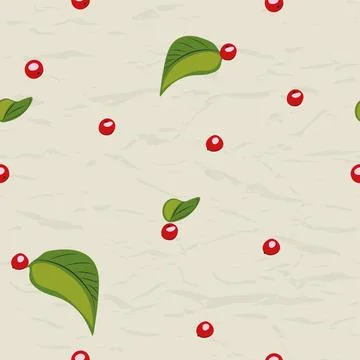 Seamless pattern from new collection with birds. Berries and lives. Stock Illustration
