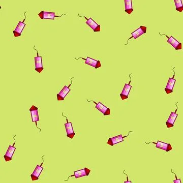 Seamless pattern new firework rocket cartoon vector Stock Illustration