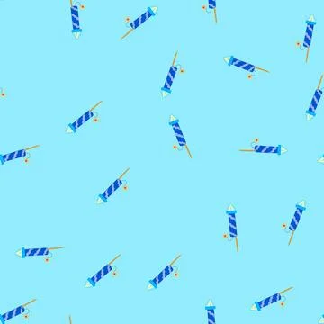 Seamless pattern new firework rocket cartoon vector Stock Illustration