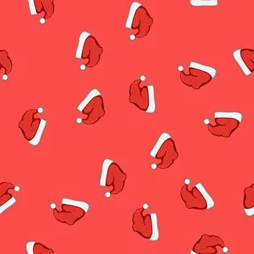 Seamless pattern new hat santa cartoon vector 스톡 일러스트