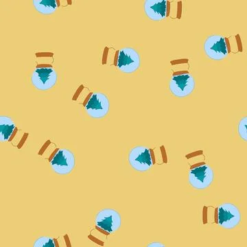 Seamless pattern new snow ball cartoon vector Stock Illustration