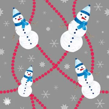 Seamless pattern for new year and christmas. Watercolor drawing. Stock Illustration