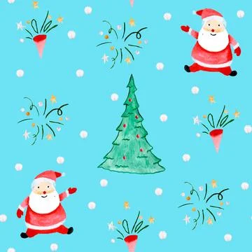 Seamless pattern for new year and christmas. Watercolor drawing. Stock Illustration