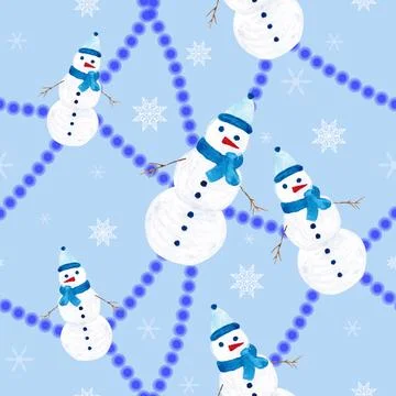 Seamless pattern for new year and christmas. Watercolor drawing. Stock Illustration