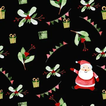 Seamless pattern for new year and christmas. Watercolor drawing. Stock Illustration
