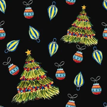 Seamless pattern for new year and christmas. Watercolor drawing. Foto stock