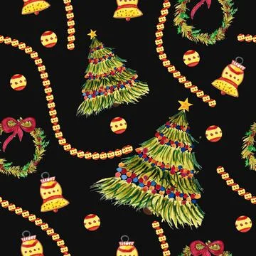 Seamless pattern for new year and christmas. Watercolor drawing. Foto stock