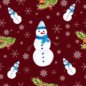 Seamless pattern for new year and christmas. Watercolor drawing Foto stock