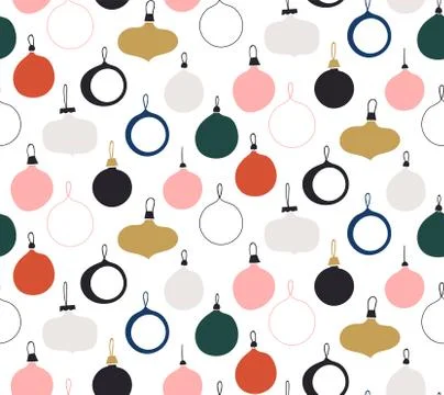 Seamless pattern with new year glass balls. Abstract pattern. Scandinavian style Stock Illustration