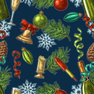 Seamless pattern New Year. Stock Illustration
