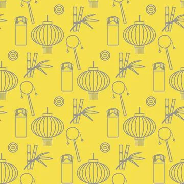 Seamless pattern  New Year lantern envelope Illustrazione stock