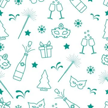 Seamless pattern with new year symbols. Stock Illustration