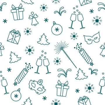 Seamless pattern with new year symbols. Stock Illustration
