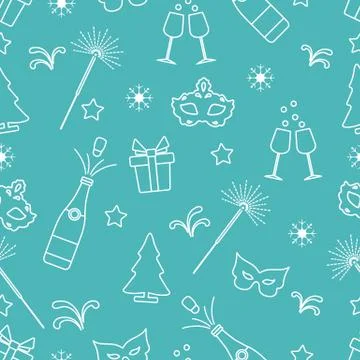 Seamless pattern with new year symbols. Stock Illustration