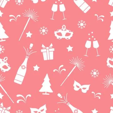 Seamless pattern with new year symbols. Stock-Illustration