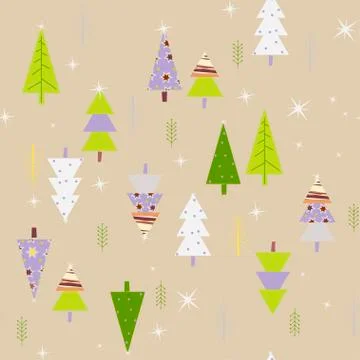 Seamless Pattern with a nice forest landscape Stock Illustration