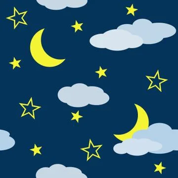Seamless pattern with night scene Illustrazione stock