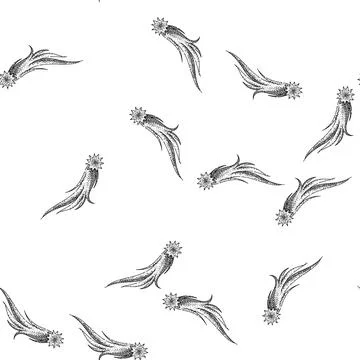Seamless pattern night shooting star sketch hand drawn Stock Illustration