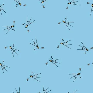 Seamless pattern night telescope cartoon vector Illustrazione stock