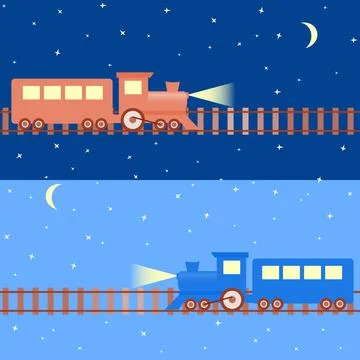 Seamless pattern with night trains Illustrazione stock