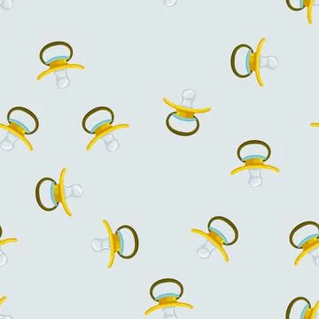 Seamless pattern nipple pacifier baby color icon vector Illustrazione stock