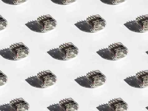 Seamless pattern of nixie tubes IN-12 on a white background, hard light Stockfoto's