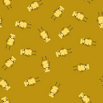 Seamless pattern noodle pasta character cartoon vector Stock Illustration