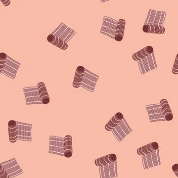 Seamless pattern nori sushi rolling mat cartoon vector Stock Illustration
