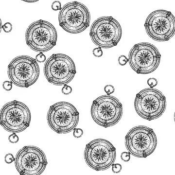 Seamless pattern north compass sketch hand drawn Stock Illustration