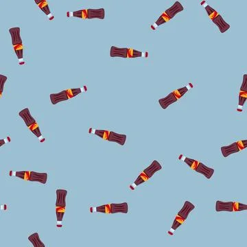 Seamless pattern nostalgia glass soda bottle cartoon vector Stock Illustration