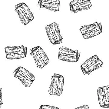 Seamless pattern nostalgia old newspaper sketch hand drawn Illustrazione stock