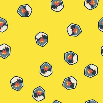 Seamless pattern nostalgia retro bonfire badge cartoon vector Stock Illustration
