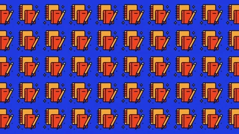 Seamless pattern of notebooks and pencils for 2025 education and planning Stock Footage 344909073