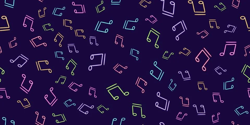 Seamless pattern notes, sounds music glowing desktop icon, neon sticker, neon 库存插图